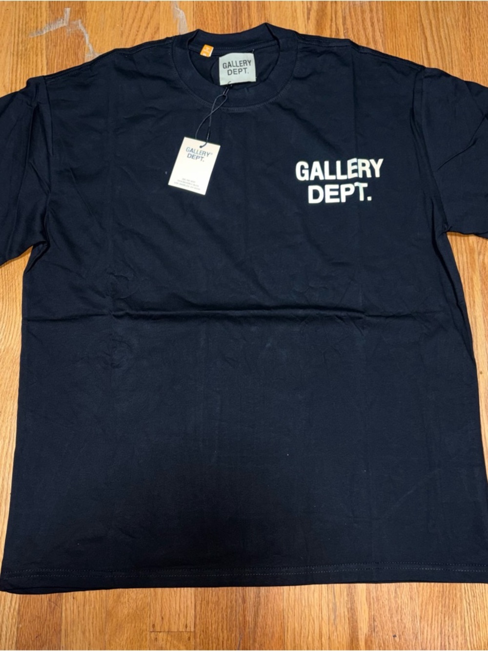 Gallery Dept Black Tee with White Chest Logo